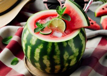 Sipping Summer Bliss Watermelon Cocktail in Watermelon