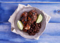 A plate of Jamaican jerk chicken