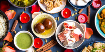 Traditional Indian winter festival foods displayed across regions, representing seasonal dishes from Kashmir to Kanyakumari during India’s winter celebrations.