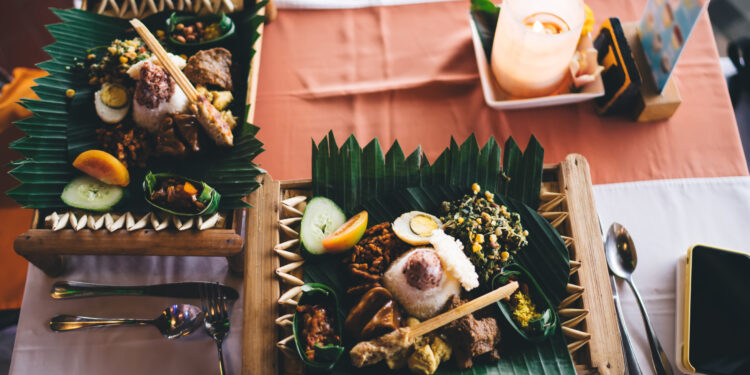 Indo-Caribbean wedding feast with curry dishes, roti, rice and traditional Caribbean wedding foods served buffet style